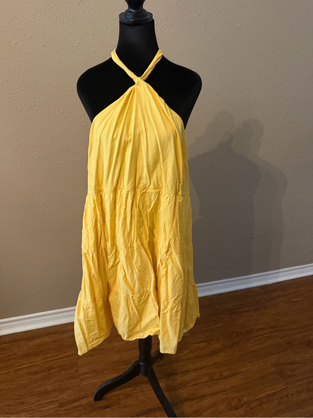 Abercrombie & Fitch Yellow Halter Tiered Sun Dress